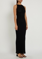 Giuliva Heritage Lola Open-knit Cotton Maxi Dress Black