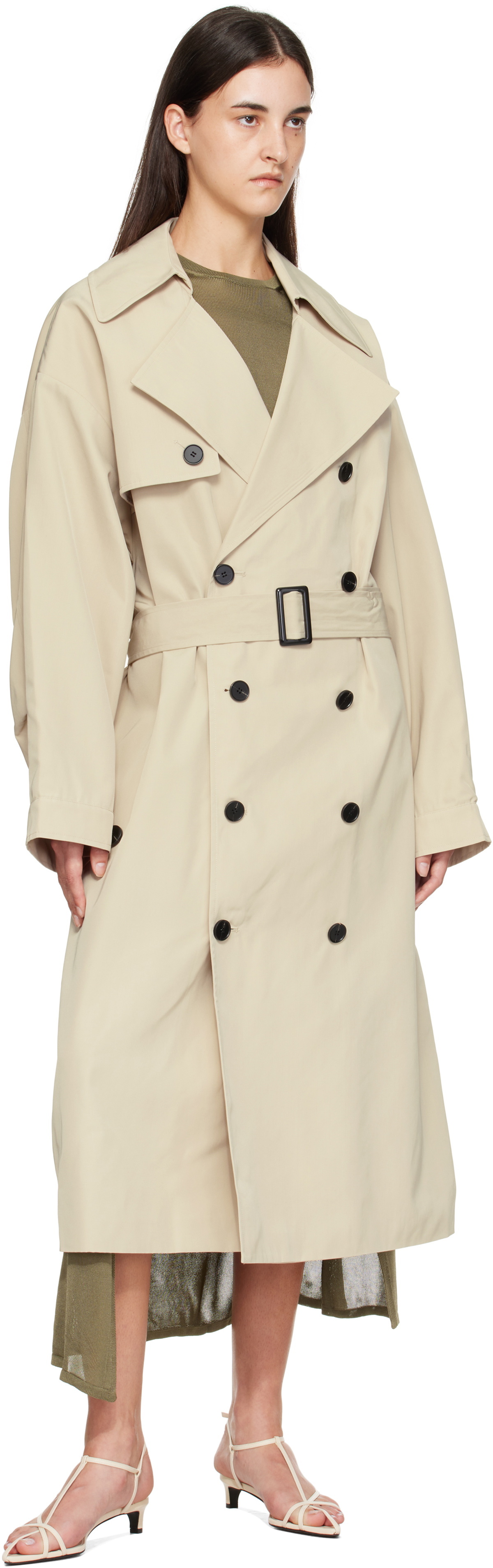 The Frankie Shop Beige Mavis Oversized Trench Coat