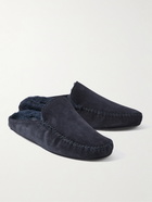 Manolo Blahnik - Crawford Suede Slippers - Blue