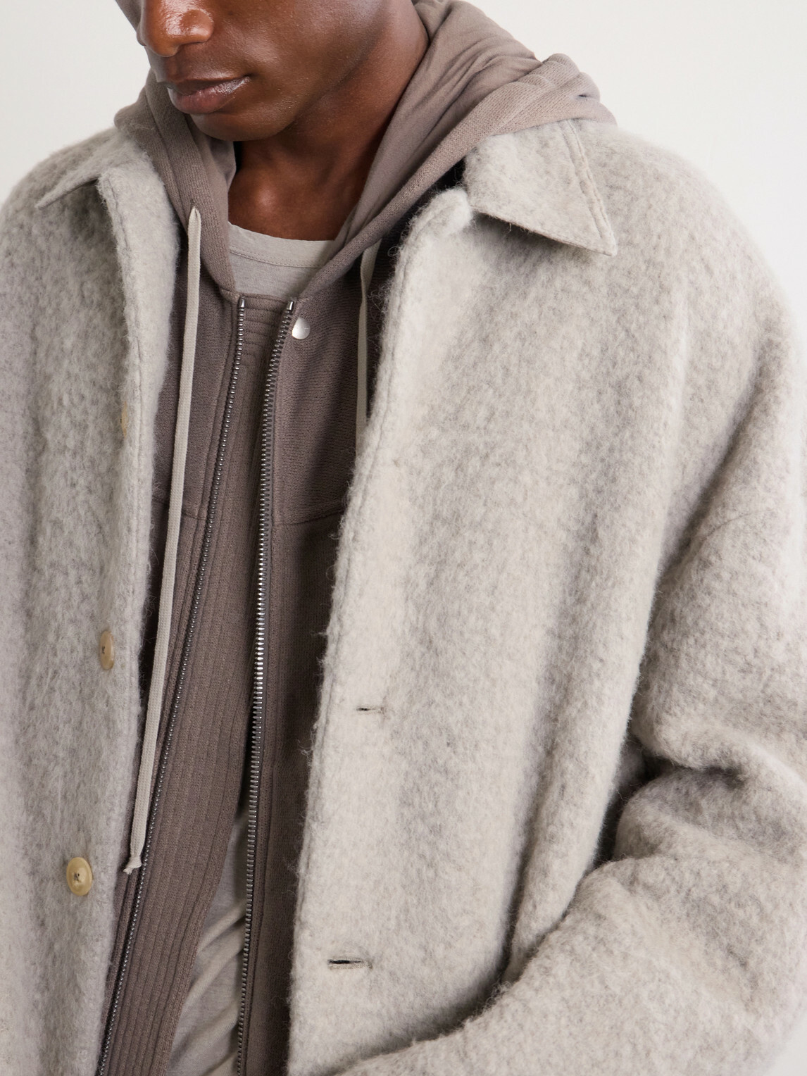 Rick Owens - Brad Alpaca-Blend Bouclé Coat - Gray