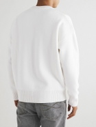 AMI PARIS - Logo-Intarsia Virgin Wool Sweater - White