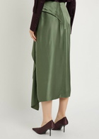 Erdem Draped Satin Midi Skirt Khaki