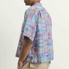 Beams Plus Men's Patchwork Madras Cabana Shirt in Pink