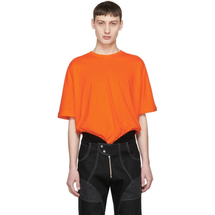 Photo: Helmut Lang SSENSE Exclusive Orange Oversized Uni Sleeve T-Shirt