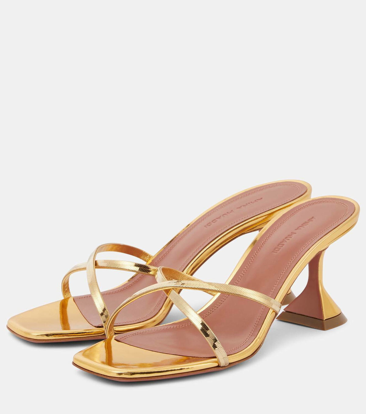 Amina Muaddi Henson 70 metallic leather mules Amina Muaddi