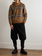 Burberry - Checked Brushed-Knit Hoodie - Brown