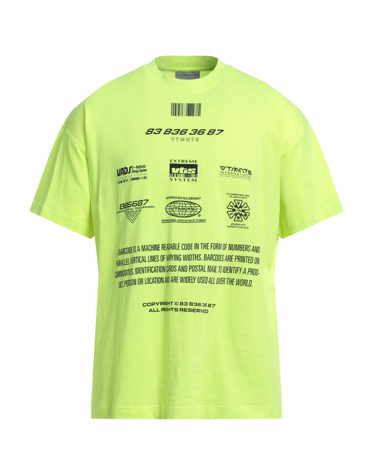 Vetements Mens T-shirt in Yellow