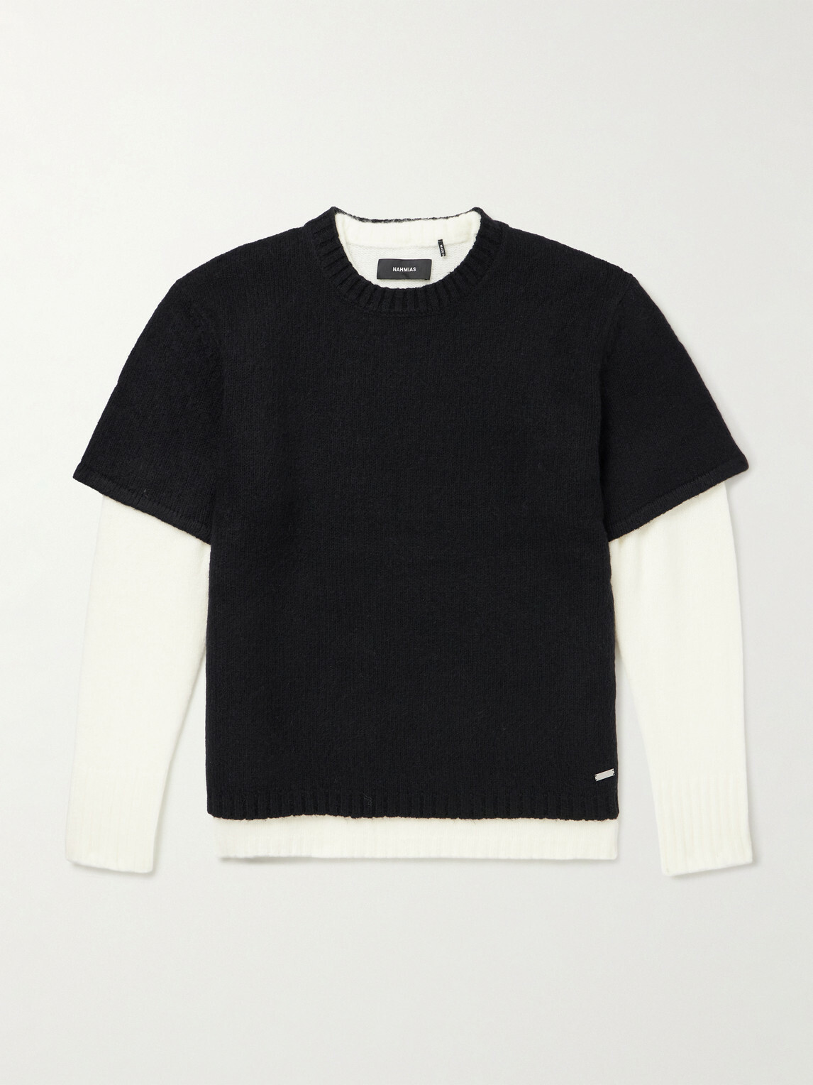 NAHMIAS - Two-Tone Layered Brushed Sweater - Black