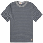 Armor-Lux Men's Fine Stripe T-Shirt in Misty Grey/Marine Deep