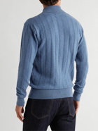 Oliver Spencer - Pablo Slim-Fit Ribbed Brushed-Wool Polo Shirt - Blue