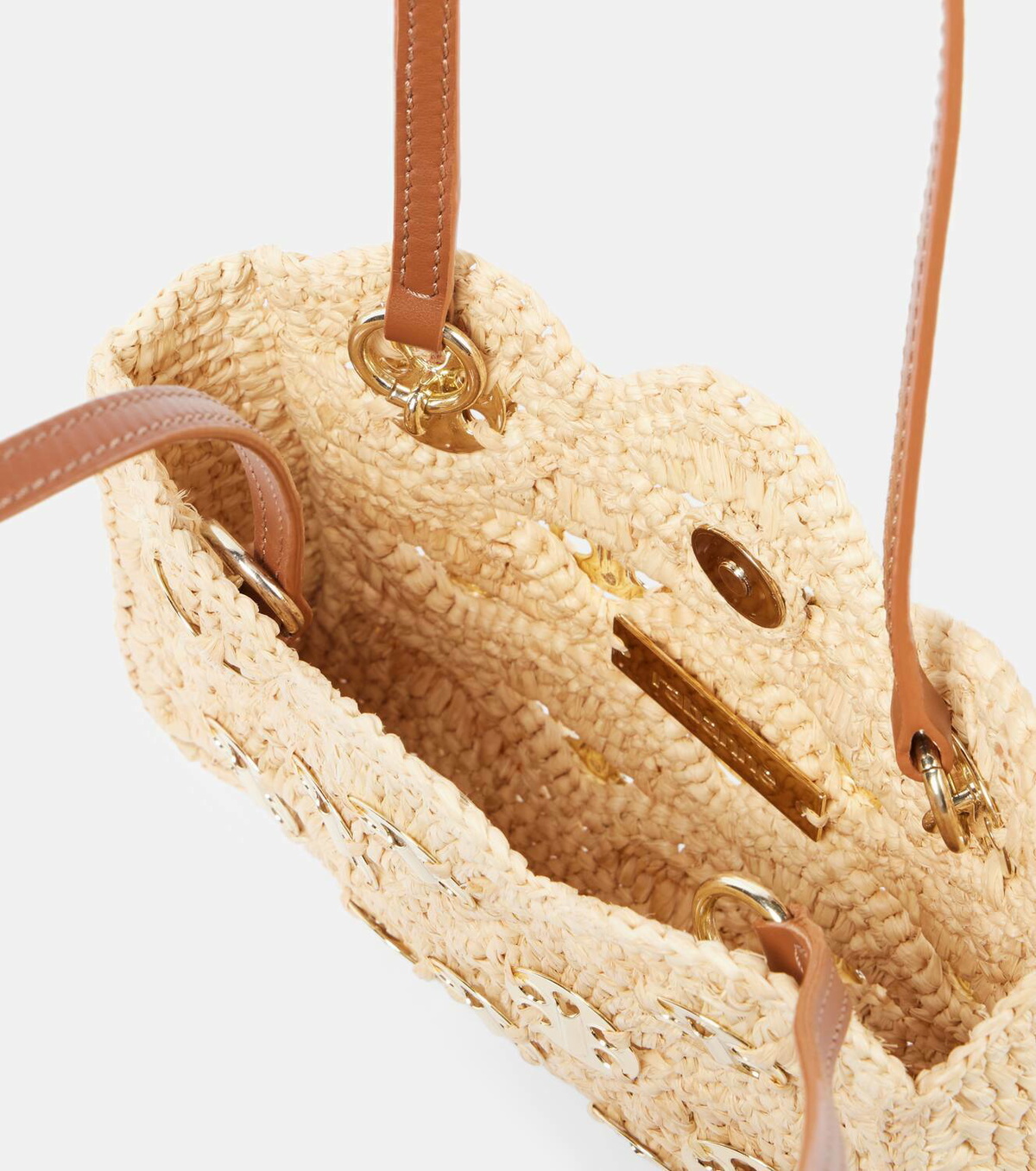 Rabanne 1969 Nano raffia shoulder bag Paco Rabanne
