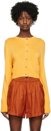 Silk Laundry Yellow Cropped Cardigan