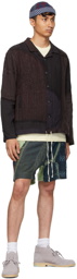 By Walid Green Patchwork Blaze Shorts
