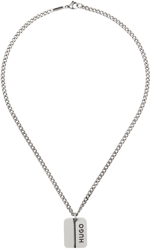 Photo: Hugo Silver E-Logo Tag Necklace