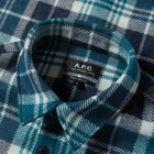 A.P.C. Men's Trek Plaid Overshirt in Pine Green