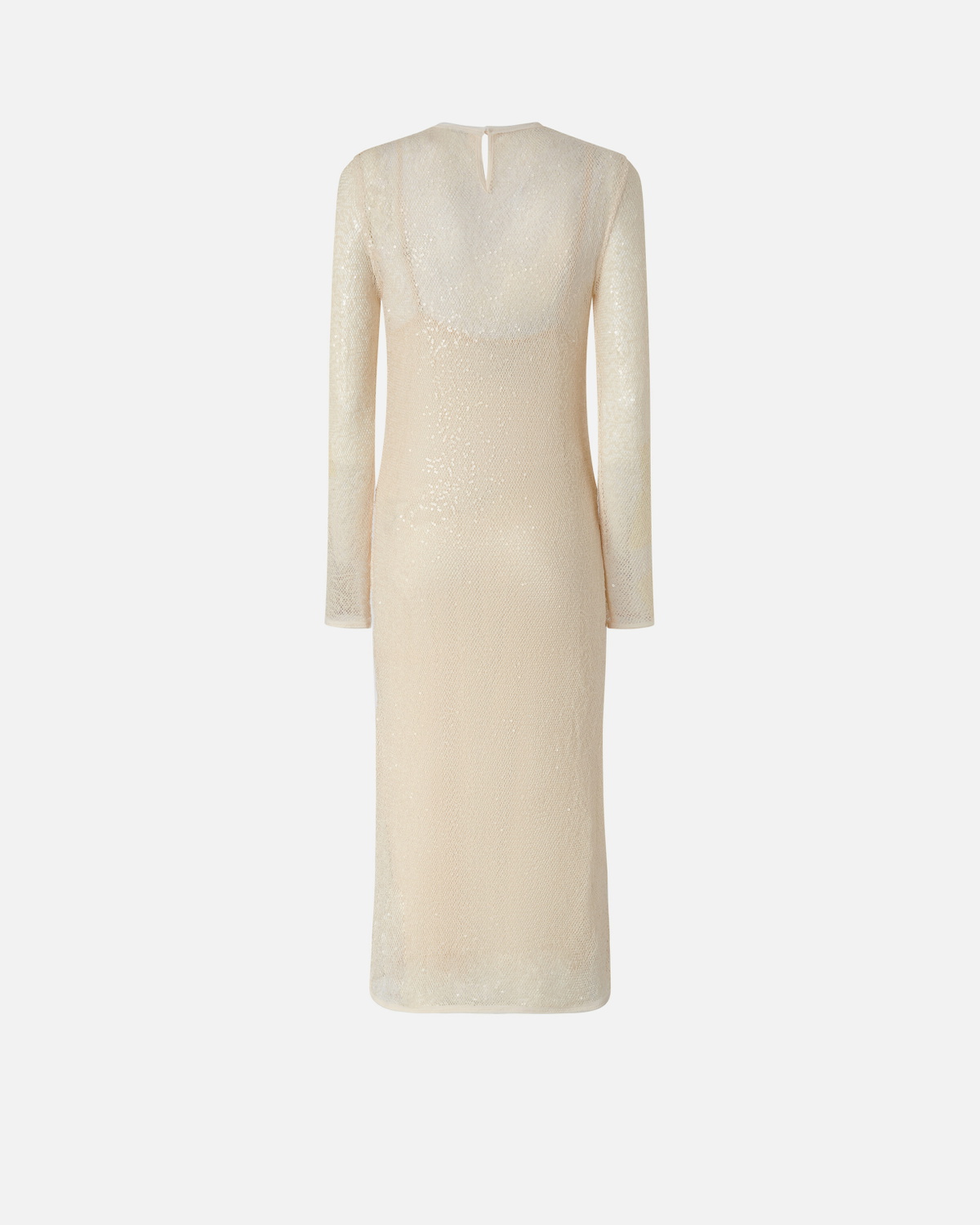 Pinko Sequinned Mesh Midi Dress G. Maroso Beige