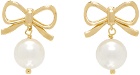 Numbering Gold #9111 Pearl Ribbon Earrings