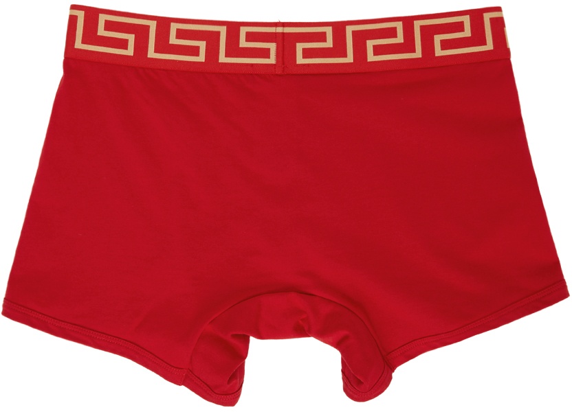 Versace Underwear Red Greca Border Long Boxer Briefs Versace Underwear