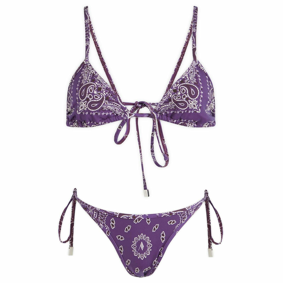 The Attico Women's Bandana Print Bikini in Violet/Brown/White The
