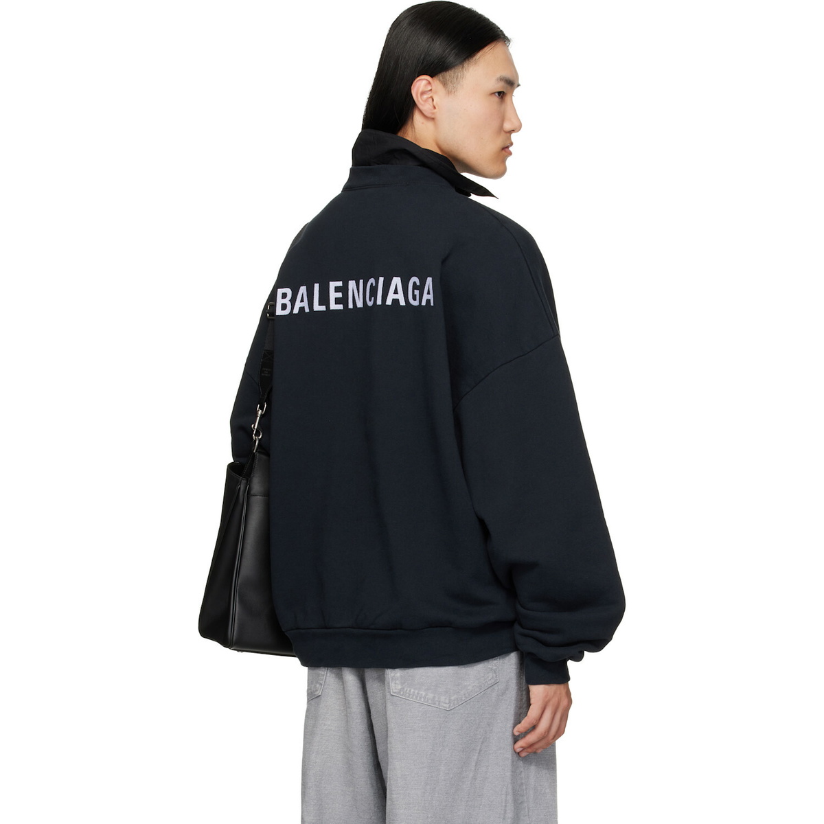 Balenciaga Black Shirt Collar Sweatshirt