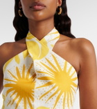 Cala de la Cruz Ivy printed halterneck linen crop top