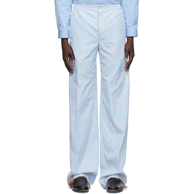 Photo: Gucci Blue and White Striped Cotton Trousers