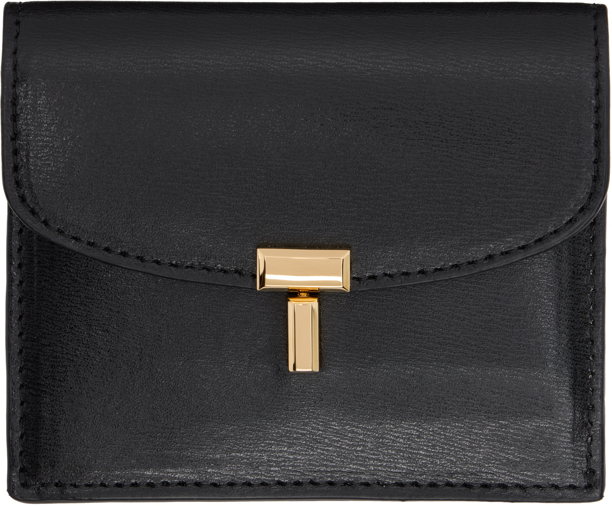TOTEME Black T-Lock Leather Card Holder