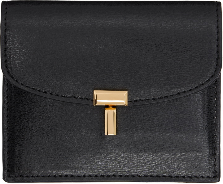 Photo: TOTEME Black T-Lock Leather Card Holder