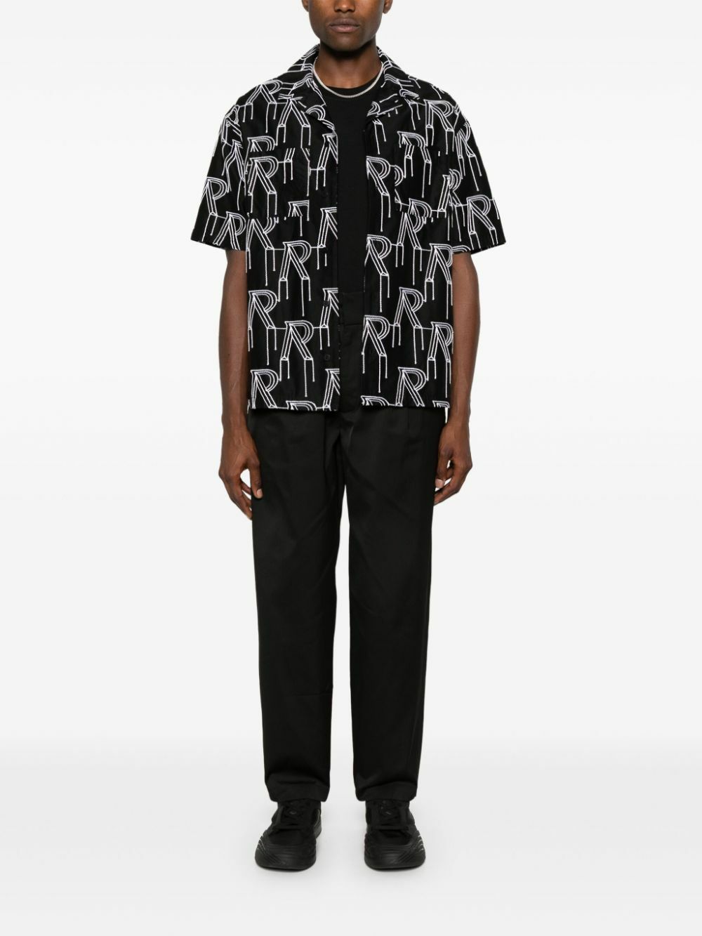 Labrum London Black Tapered-Leg Twill Weave Trousers