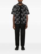 Labrum London Black Tapered-Leg Twill Weave Trousers
