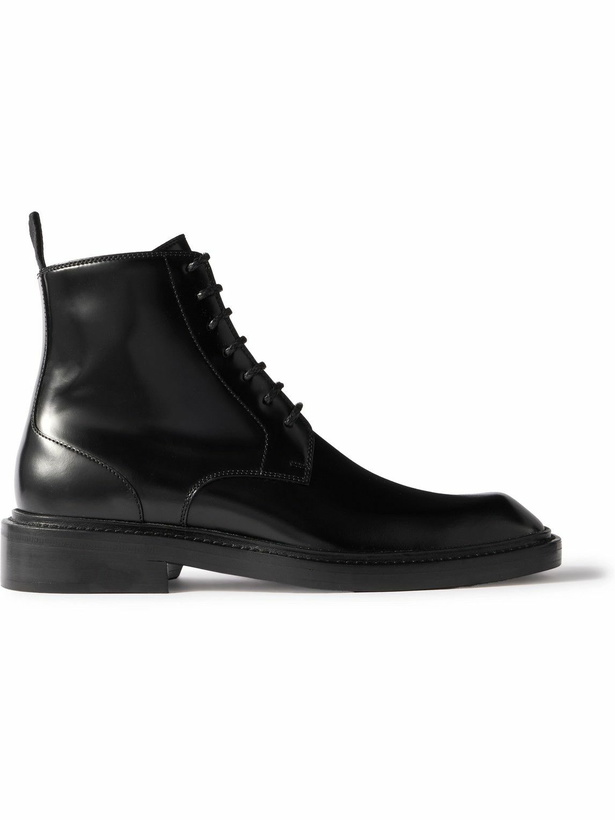 Photo: SAINT LAURENT - Ian Glossed-Leather Boots - Black