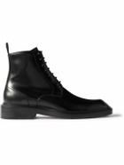 SAINT LAURENT - Ian Glossed-Leather Boots - Black