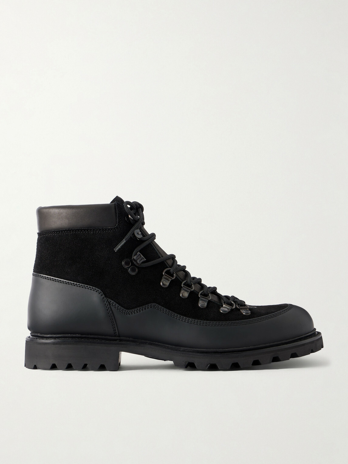 MORJAS - Leather-Trimmed Suede Hiking Boots - Black
