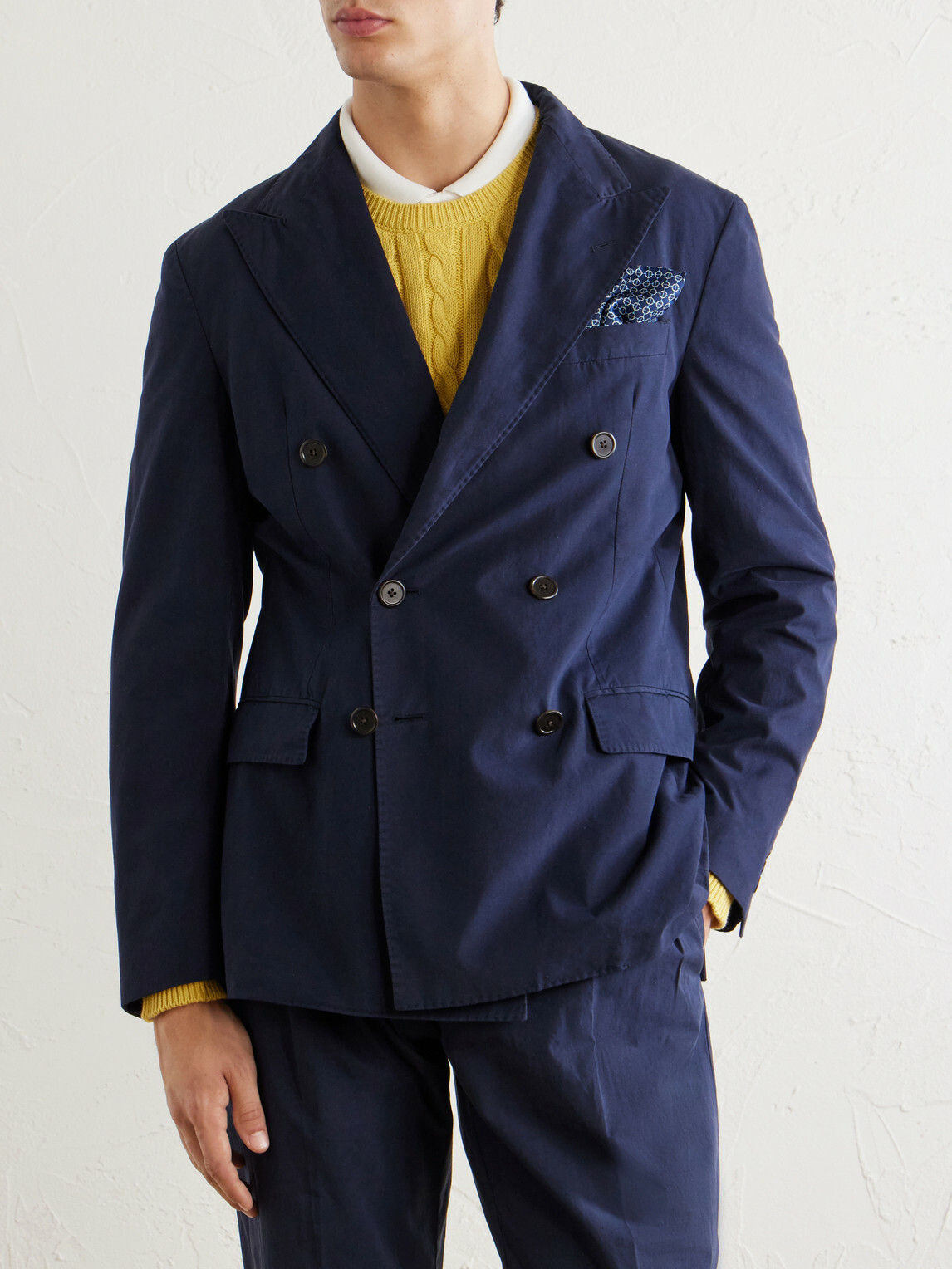 Polo Ralph Lauren - Double-Breasted Cotton-Canvas Suit Jacket - Blue