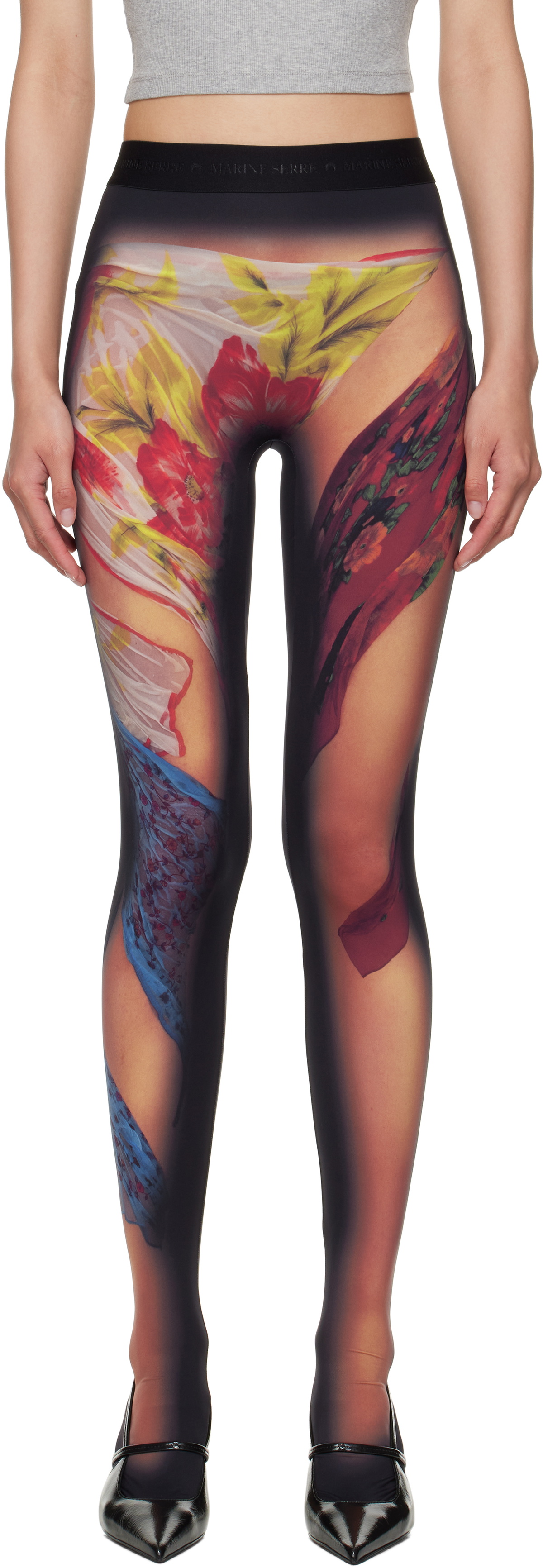 Marine Serre White and Black Fuseaux Moon Leggings Marine Serre