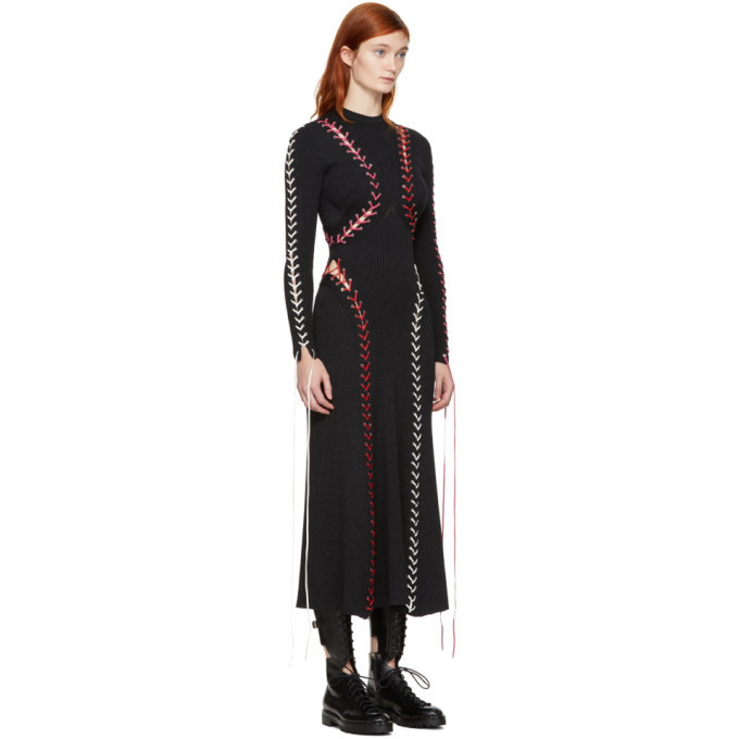 Alexander McQueen Black Lace-Up Knit Dress Alexander McQueen