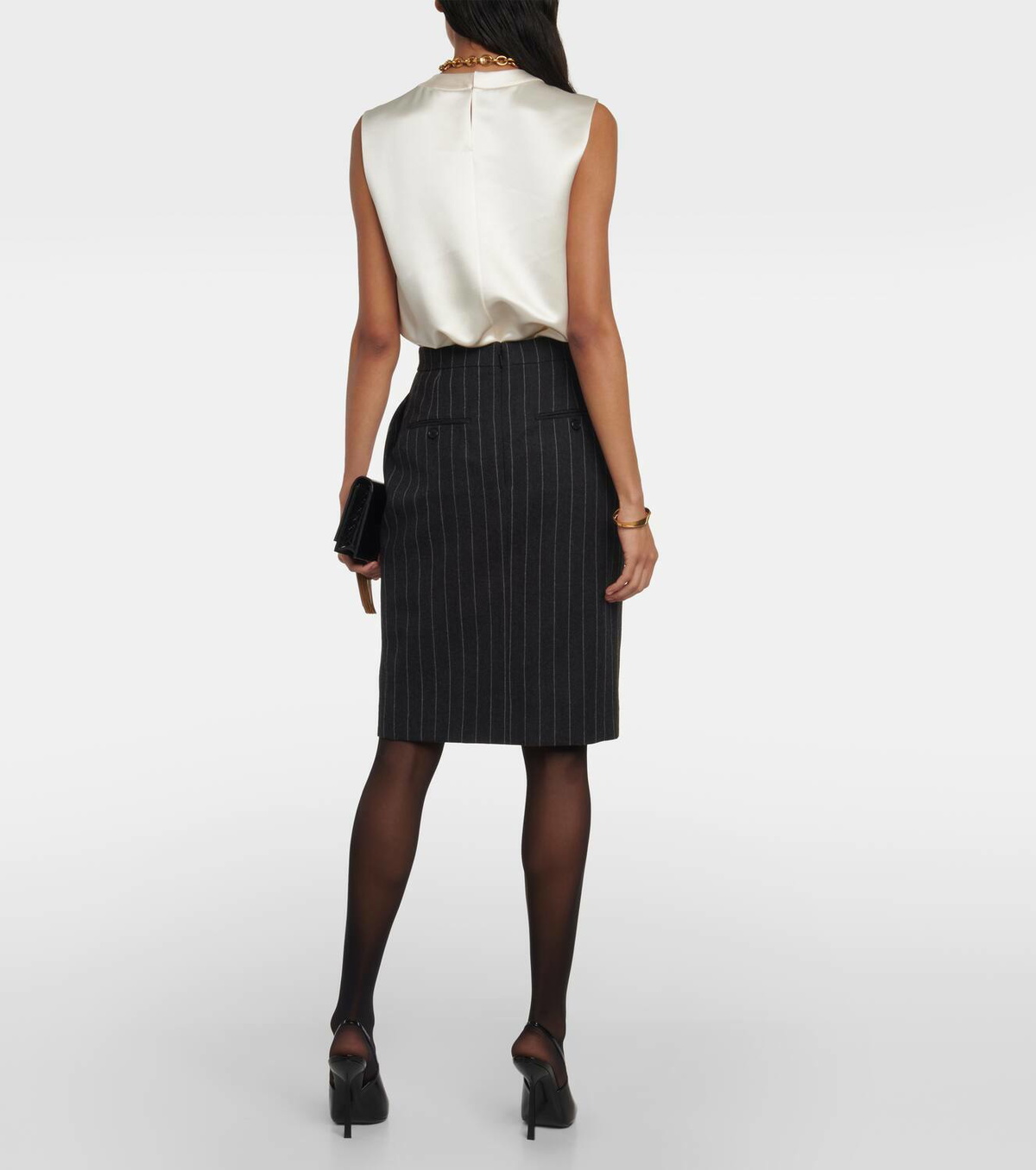 Saint Laurent Pinstripe wool pencil skirt Saint Laurent