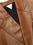 Bottega Veneta - Double-Breasted Textured-Leather Blazer - Brown