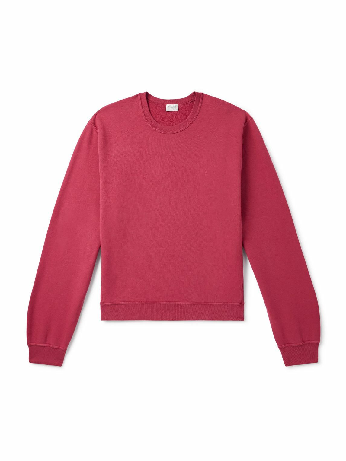 SAINT LAURENT - Logo-Embroidered Cotton-Jersey Sweatshirt - Red