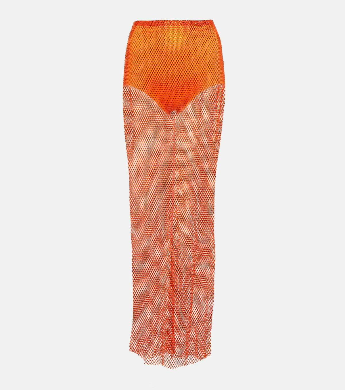 Giuseppe di Morabito Crystal-embellished mesh maxi skirt
