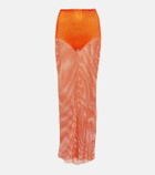 Giuseppe di Morabito Crystal-embellished mesh maxi skirt