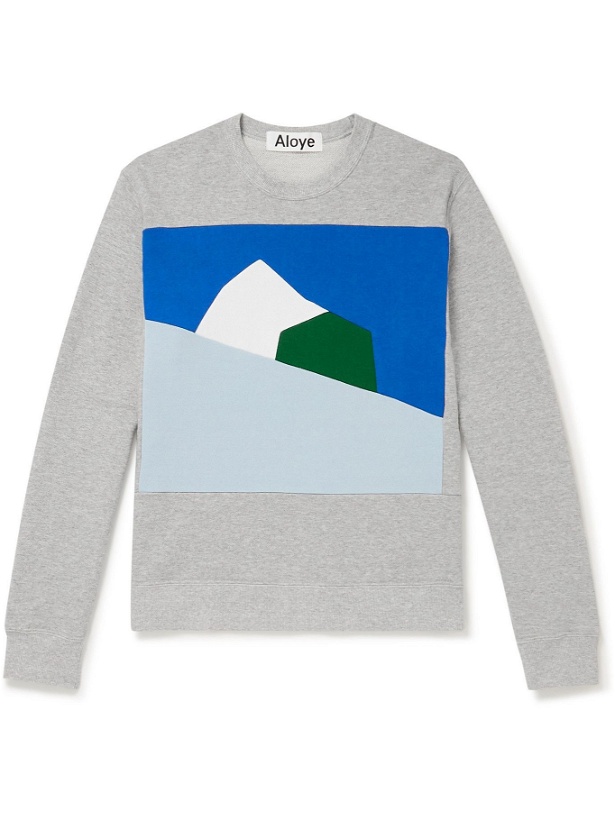 Photo: Aloye - Colour-Block Cotton-Jersey Sweatshirt - Gray