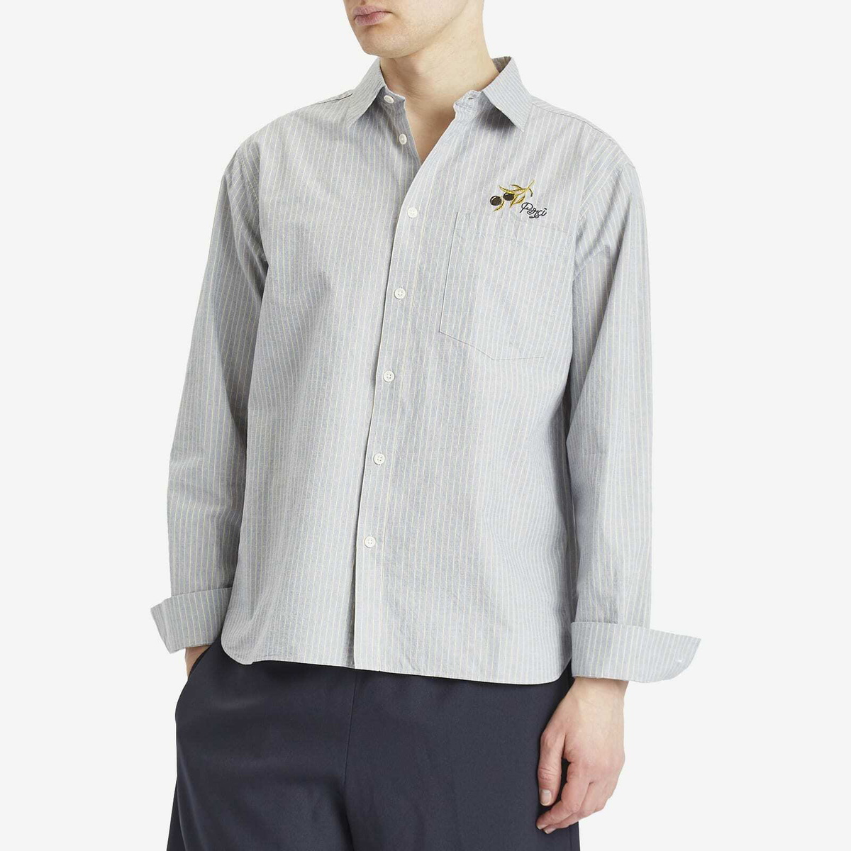 Percival Men's Bari Oversized Pearce Shirt in Blue Stripe