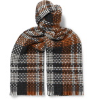 Mr P. - Fringed Checked Cashmere Scarf - Red