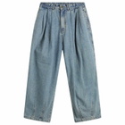 Anglan Men's Stone Vintage Denim Balloon Pants in Light Blue