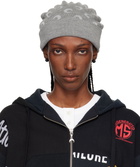 Marine Serre Gray Moon Jacquard Knit Beanie