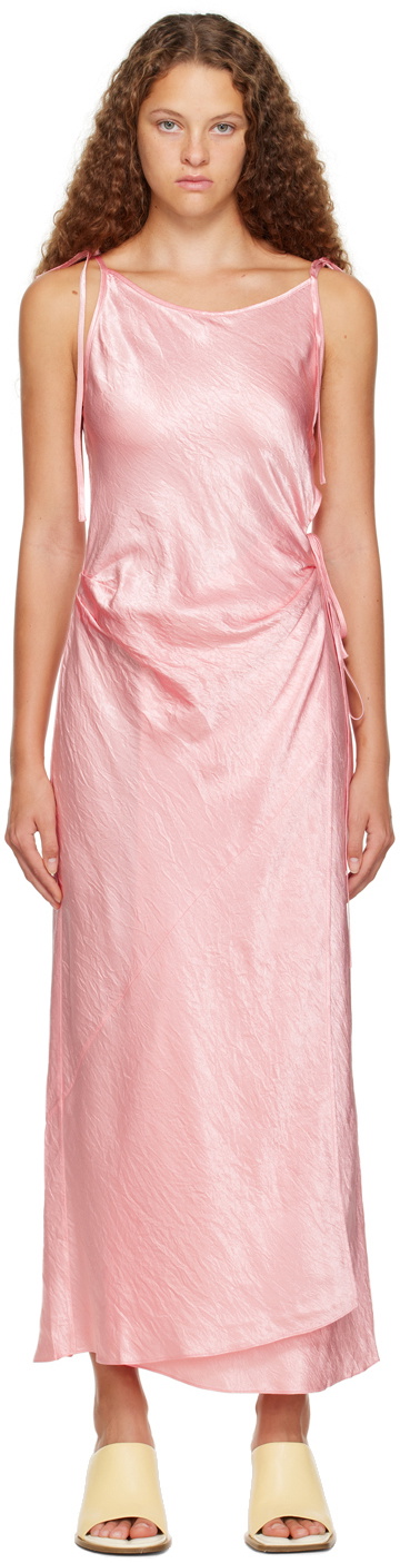 strapless open back dress ACNE STUDIOS Blue & Pink Pinstripe Midi Dress (Sz.34/XS)