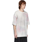 Juun.J Pink and Grey Logo Tie-Dye T-Shirt