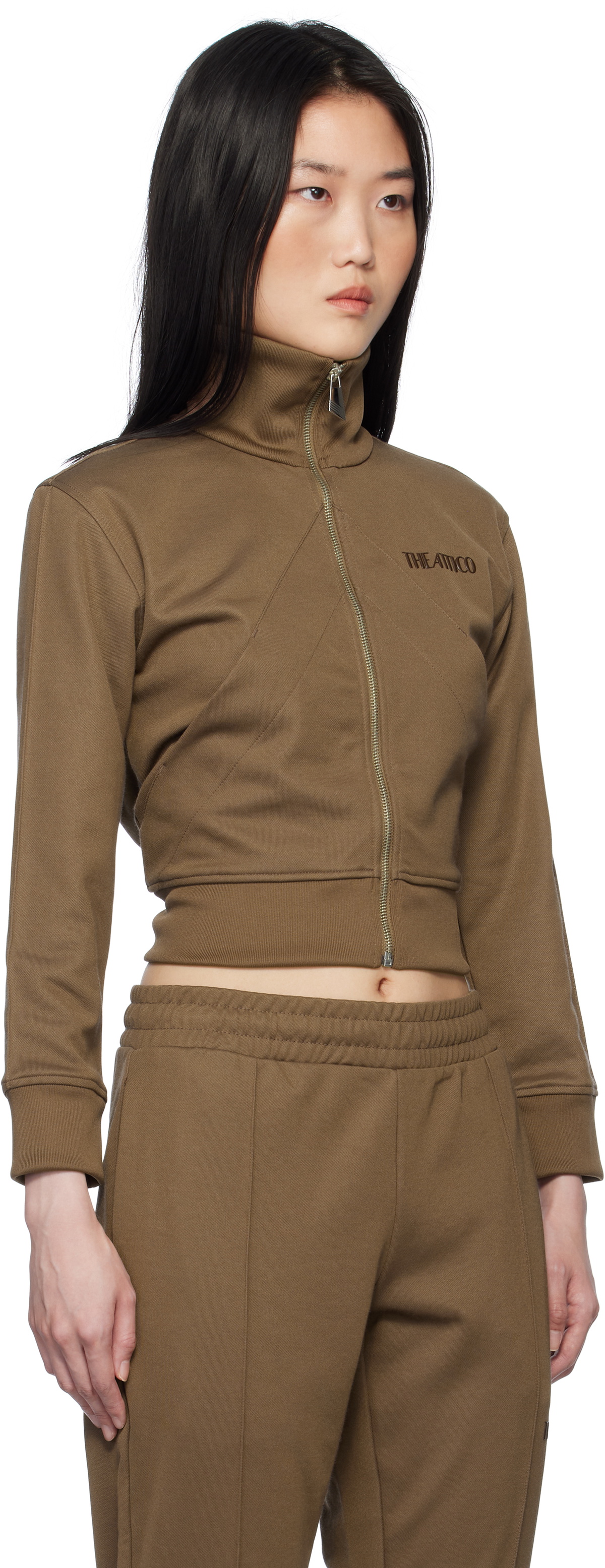 The Attico Brown Bonded Logo Track Jacket