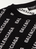 Balenciaga - Logo-Jacquard Cotton-Blend Sweater - Black